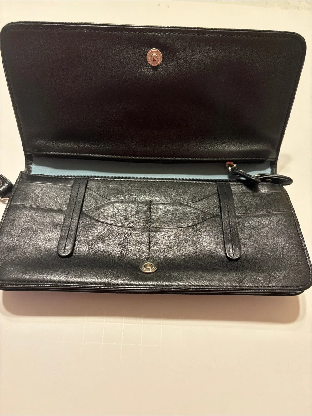 Cole Haan Black Patent Double-Pocket Wristlet Clutch